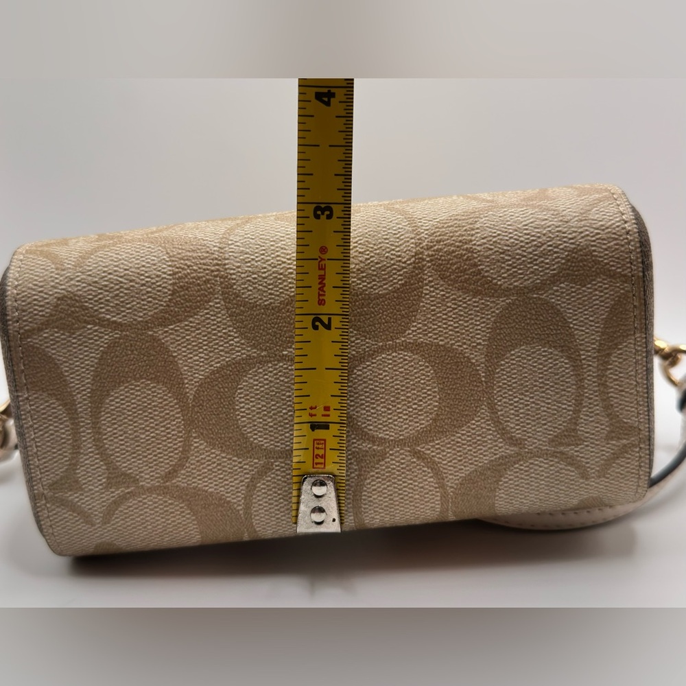 Coach NEW! Mini Rowan Signature Tan and Cream Canvas Crossbody Purse - Picture 15 of 16